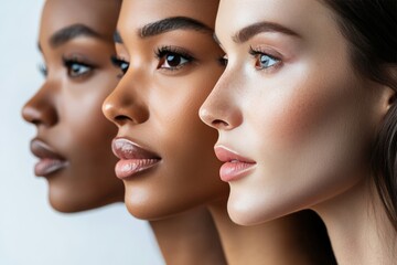 Three Women Displaying Diverse Skin Tones and Beauty