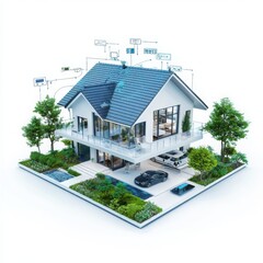 Poster - Smart home automation initiative promoting public awareness residential area infographic urban environment aerial view innovative technology