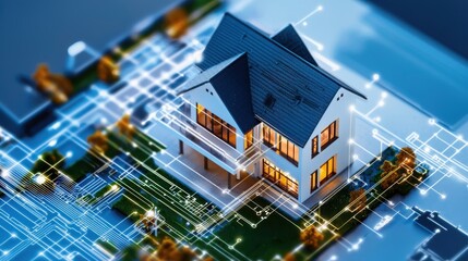 Poster - Innovative smart home automation strategies residential settings digital technology modern living aerial view policy support for enhanced living