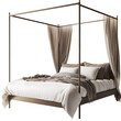 © sasisom - A large canopy bed frame with an open metal structure on a transparent background, high-resolution 3D render, elegant bedroom concept,