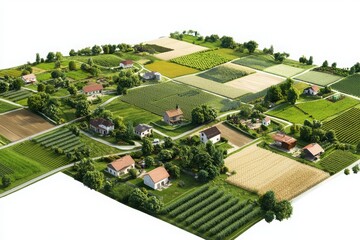 Poster - Sustainable agriculture program incorporating precision farming techniques rural landscape aerial view green environment innovative practices