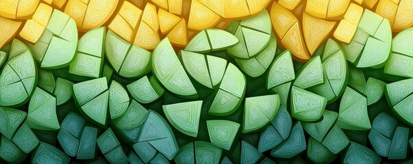 Poster - Abstract geometric background composed of vibrant green and yellow segments creating a modern artistic texture suitable for various design projects