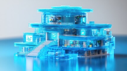 Poster - Futuristic Transparent Building Digital Art 3D Render