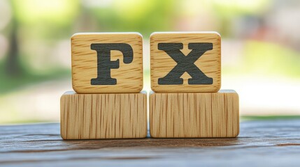Poster - FX Trading and Finance Concept with Wooden Blocks