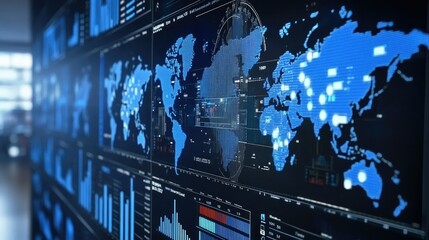 Aufkleber - Global Network Data Visualization on Digital Display