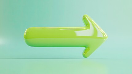 Poster - Glossy Green 3D Arrow on Light Aqua Background