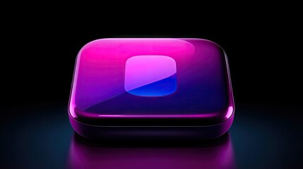 Poster - Glossy Purple Pink and Blue Square Icon with Gradient