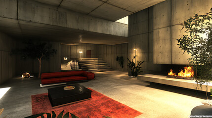 Poster - Luxury loft style interior design of modern living room