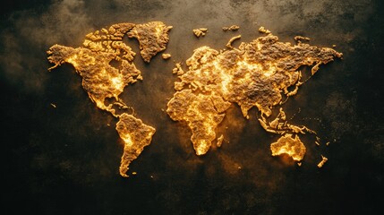 Poster - Glowing Embers World Map: Fiery Global Network