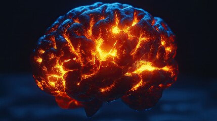 Poster - Glowing Human Brain Neural Network 3D Rendering