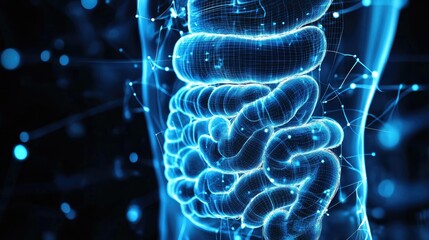 Poster - Glowing Human Intestines 3D Medical Illustration