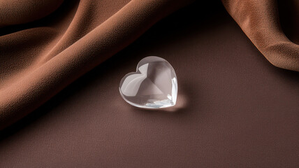 Poster - Heart shaped crystal pendant on soft fabric, reflecting light beautifully
