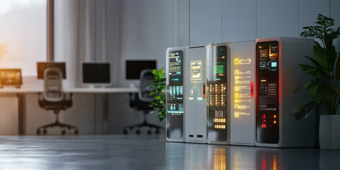 Poster - Modern data center with futuristic servers and office environment