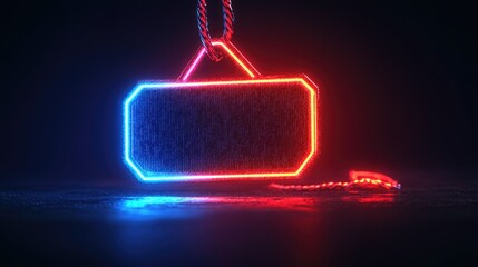 Aufkleber - Glowing Neon Geometric Shape Abstract Digital Art