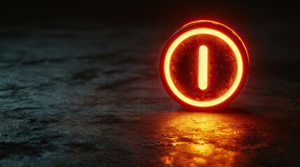 Poster - Glowing Orange Power Button on Dark Background