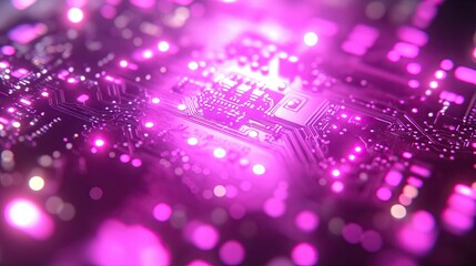 Aufkleber - Glowing Pink Circuit Board Abstract Technology Background