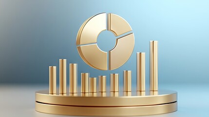 Poster - Golden Abstract Chart and Bar Graph on Platform