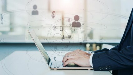 Poster - network, business, laptop, pc, dx, digital transformation, app, software, development, cloud, erp, api, asp, data, communication, technology, tech, information, businessperson, people, businessman, en