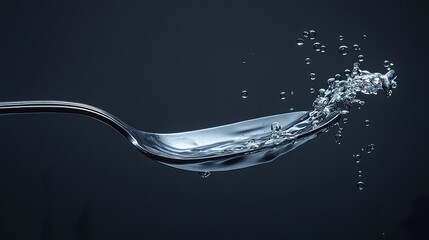 Canvas Print - Water Splash on Spoon: Abstract Macro Photography