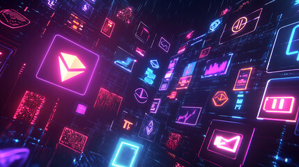 Fototapete - A concept for digital content, a social networking service, a streaming video service, nft, a non-fungible token