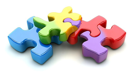 Poster - A jigsaw game symbol represents a business strategy, success solution and joining us, the idea is metaphorical, think creatively, connect, challenge and join us