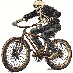 Wall Mural - Skeleton riding bike (1)