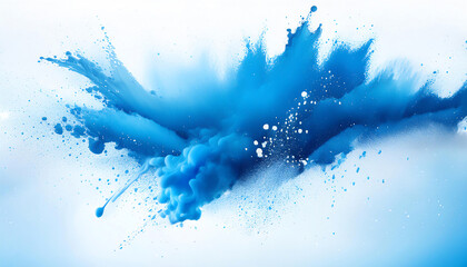 Poster - A vibrant explosion of blue paint, creating a dynamic splash against a bright background, conveying energy and creativity.