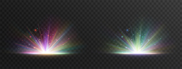 Wall Mural - lens explosion, spark, spark. glowing bright light explosion effect. crystal the effect of a bright 
