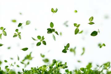 Sticker - Fresh green thyme herb descends against a white backdrop