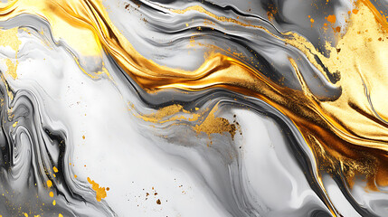 Fototapete - Luxurious gray gold marble texture, marble ink from exquisite original painting for abstract background, detailed marble slab, white gray granite cerami3d illustration