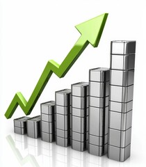 Poster - Green arrow and graph signify expanding business, depicted in 3D