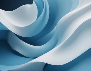 Wall Mural - Abstract waves with blue and white tones.