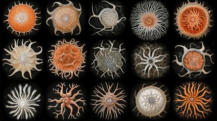 Poster - Intricate Microscopic Organisms Collection: Detailed Cellular Structures