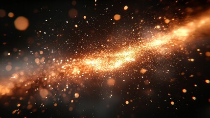 Wall Mural - glowing particles swirl in dark space, creating a cosmic effect.
