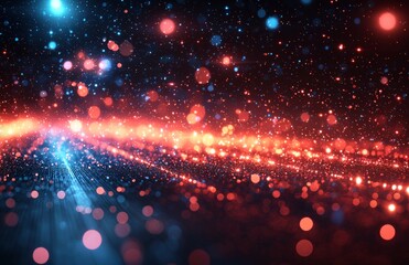 Poster - dots and lines forming connections on an abstract technology scene