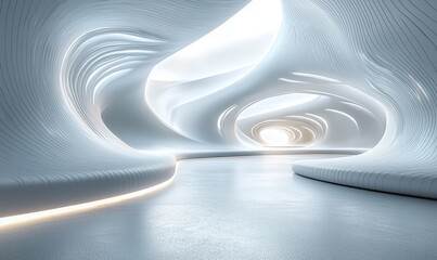Fototapete - Abstract Architecture Background. White Circular Building