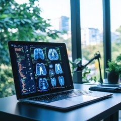 Poster - Telehealth services strategy enhancing user experience in medical imaging urban office digital content professional environment wide-angle view healthcare innovation