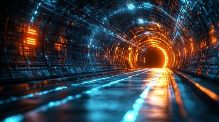 Poster - Blue abstract radial lines form a geometric background with a data flow tunnel and an explosion star, complete with a motion effect
