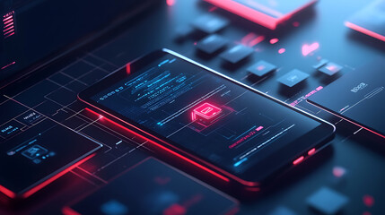 Poster - Symbol of online shopping with modern user interface on a computer and smartphone