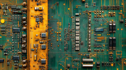 Poster - Tech evolution, photo capturing futuristic semiconductor data circuit abstraction