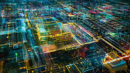 Poster - Tech evolution, photo capturing futuristic semiconductor data circuit abstraction