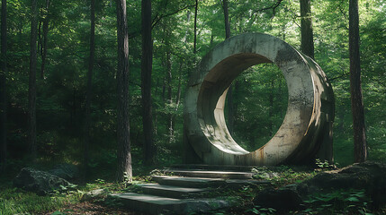 Poster - Teleport built by old civilization among trees in forest