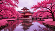 © Alex_Kalin - Tranquil Japanese garden in pink infrared tones, cultural serenity