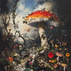 Canvas Print - Enchanted Forest: A Surreal Vision of Mushrooms and Nature