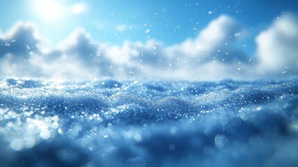 Poster - an abstract photo that is defocused, showing blue gradient and smooth lines on a pantone color background