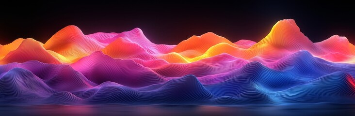 Poster - A horizontal abstract wave background combining dark salmon, burly wood, and intense blue shades, excellent for texture, background, or wallpaper