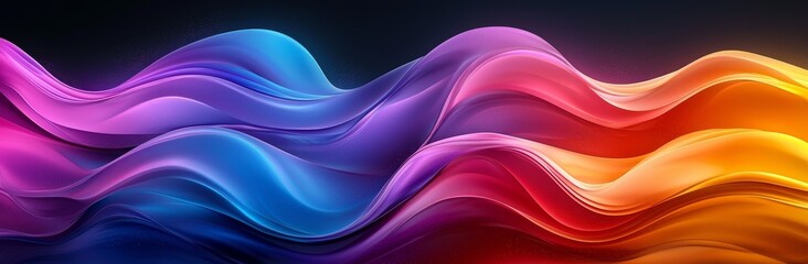 Poster - A horizontal colorful abstract wave background featuring midnight blue, light gray, and moderate violet tones, suitable for use as a texture, background, or wallpaper