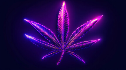 Poster - Cannabis marijuana leaf with purple lighting