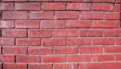 close-up view of a red brick wall with horizontal lines, weathered texture and natural cracks, ideal for background or architectural design