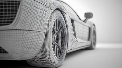 Aufkleber - Closeup on a generic and unbranded wireframe car